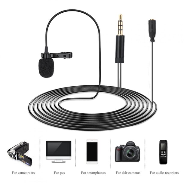Micrófono De Solapa Compacto De Material ABS, Práctico Micrófono Negro Para Computadoras, Cámaras, Teléfonos Móviles, Entrevistas Y Transmisiones Dobles En Vivo