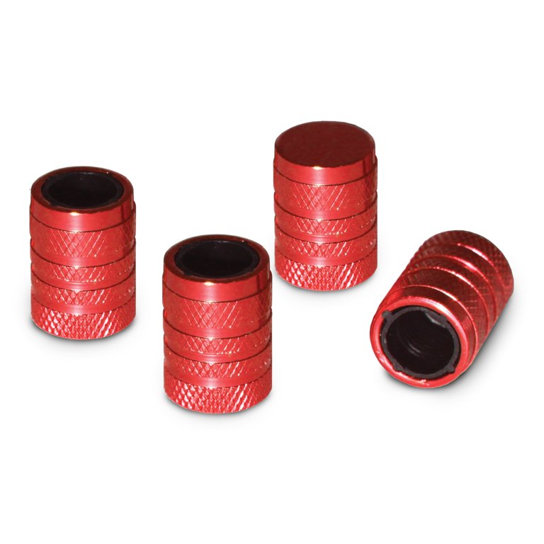 Slime Barrel Tire Valve Caps Ruby Red, Anodized Aluminum - 20338w