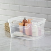 Mainstays Large Open Bin with Scoop Front, Clear Plastic