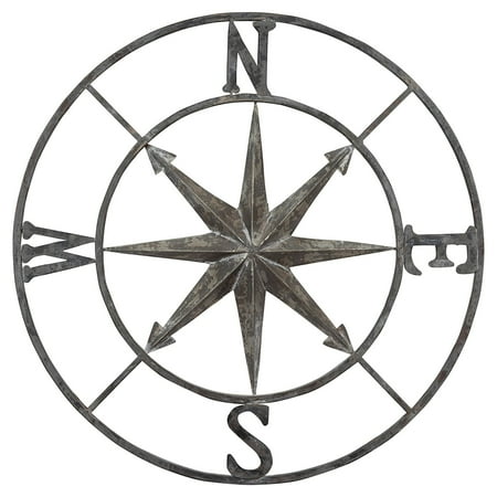 Iron Wall Sculptures - 3R Studios Distressed Iron Metal Compass Wall Sculpture