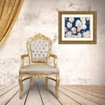 thumbnail image 3 of Loreth, Lanie 32x26 Gold Ornate Wood Framed with Double Matting Museum Art Print Titled - Neutral Floral On Indigo II, 3 of 4