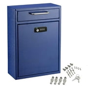 AdirOffice Large Wall Mounted Drop Box with Suggestion Cards Combination Lock Blue