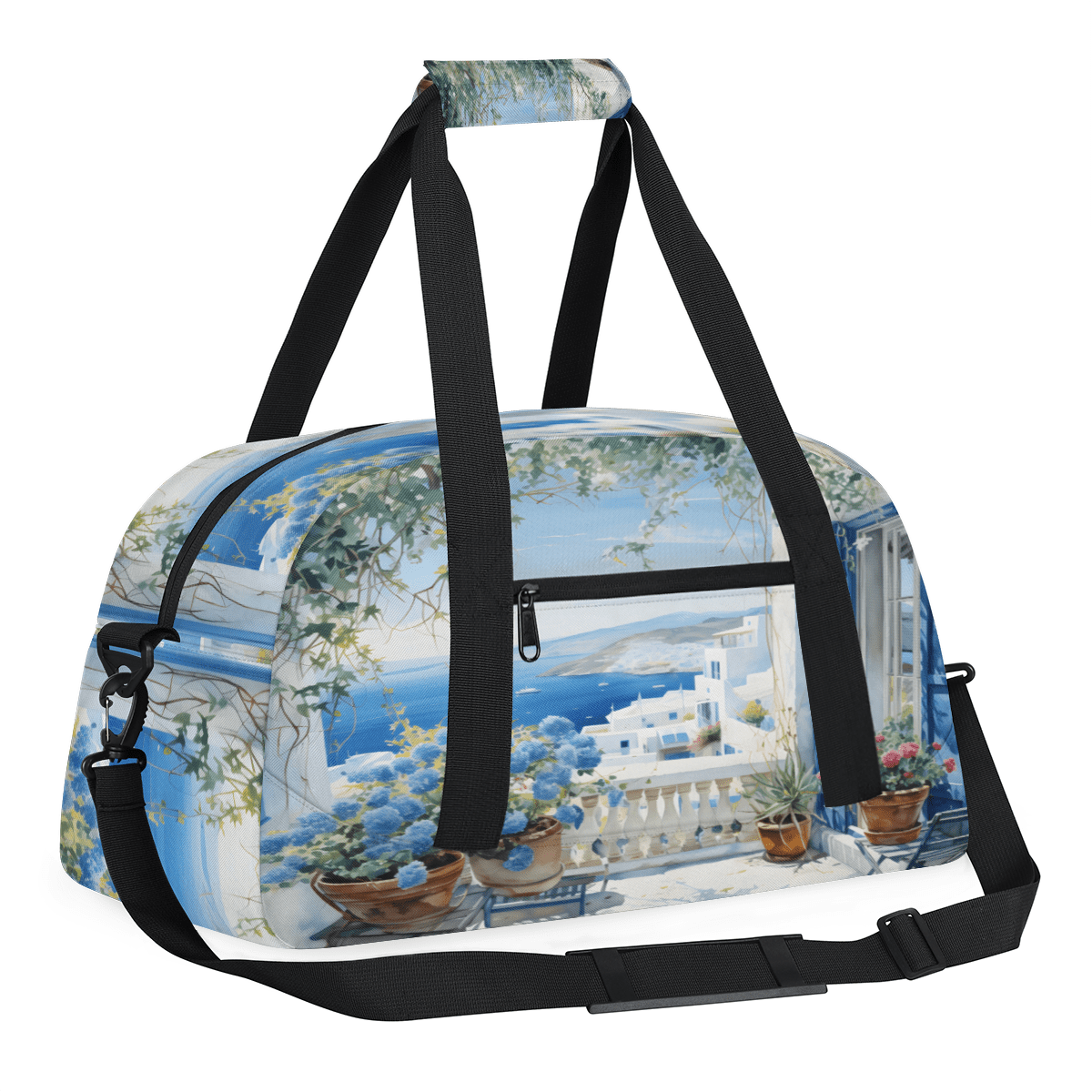 Herdesigns City Landscape Modern Sports Duffle Bag for Women & Men, Romantic City Gym Bag Dance Bag Overnight Bag Carry On Weekender Travel Bag