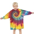 thumbnail image 3 of Colorful Rainbow Tie Dye Spiral Pattern Blanket Hoodies for Kids 6-13YR Oversize Wearable Blanket Hoodies for Boys Girls Teens, 3 of 7