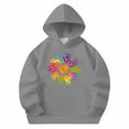 thumbnail image 5 of Spazoro Girls Hooded Sweatshirts, Cute Print Fashion Long Sleeve Soft & Comfy Fall Winter Tops for Girls Gray Size 11 T, 5 of 6