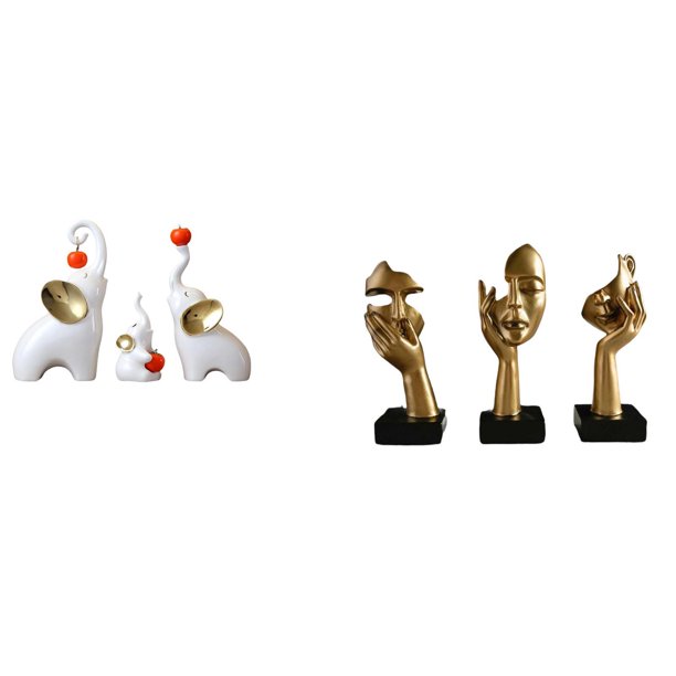 Esculturas de elefantes,Estatuas de elefantes,decoración del hogar,artesanías de cerámica,Figuras de elefantes familiares Adornos de escritorio,Estatuas del pensador,Estatuas de pensadores