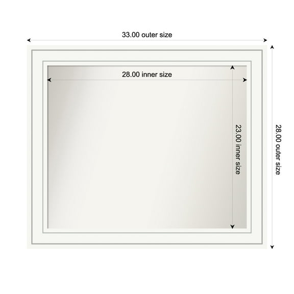 Amanti Art Custom Framed Wall and Bathroom Mirror (28 x 33 in.), Craftsman White Frame