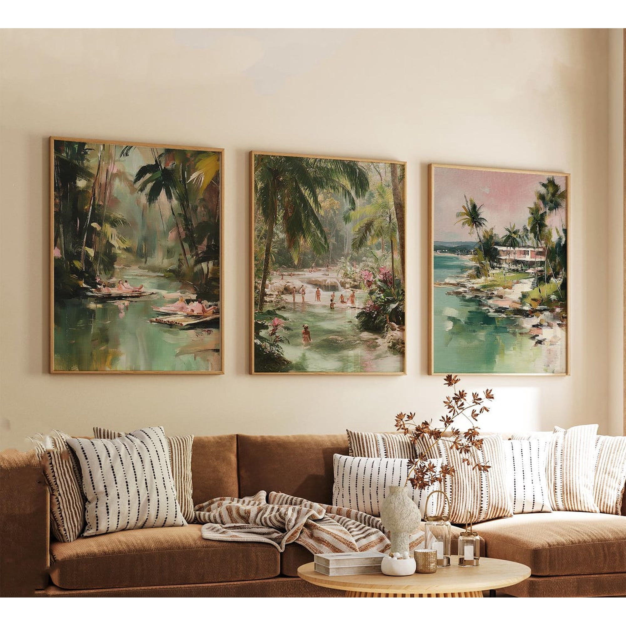 Set Of 3 Jamaica Wall Art Prints Caribbean Travel Tropical Landscape Modern Island Vibrant Coastal Style Office And Living Room Decor