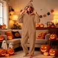 thumbnail image 2 of Xinsrenus Women's Cute Fleece Hooded Jumpsuit Loose Long Sleeve Warm Loungewear Fall Winter Casual Sleepwear, 2 of 7
