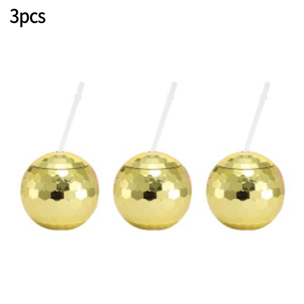 Suyin 3pcs Disco Ball Cup Drink Cups with Lid and Straw for