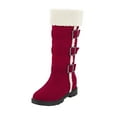 thumbnail image 3 of CHENge Boots for Women Wide Calf Comfort Softs Elastic Bow Design Cozy Thermal Lined Black Boot Winter Walking(Red,6.5), 3 of 6