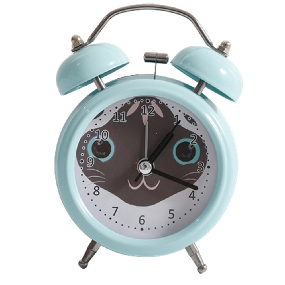 Cartoon Mini Metal Alarm Clock Creative Desktop Digital Clock for Home  Purple Cat Series 