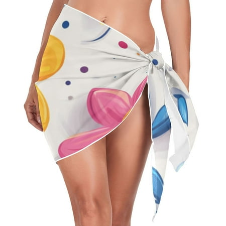 Bright Color Flowers Leaves and Dots Women s Bikini Sarong Wraps Swimsuit Coverups Beach Skirt Beach Dress S
