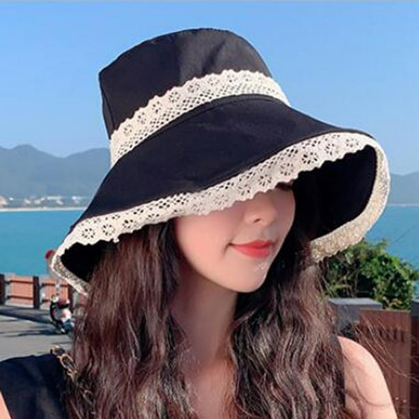 Fesfesfes Summer Sun Hat for Women Fold Lace Fashion Outdoor Wide