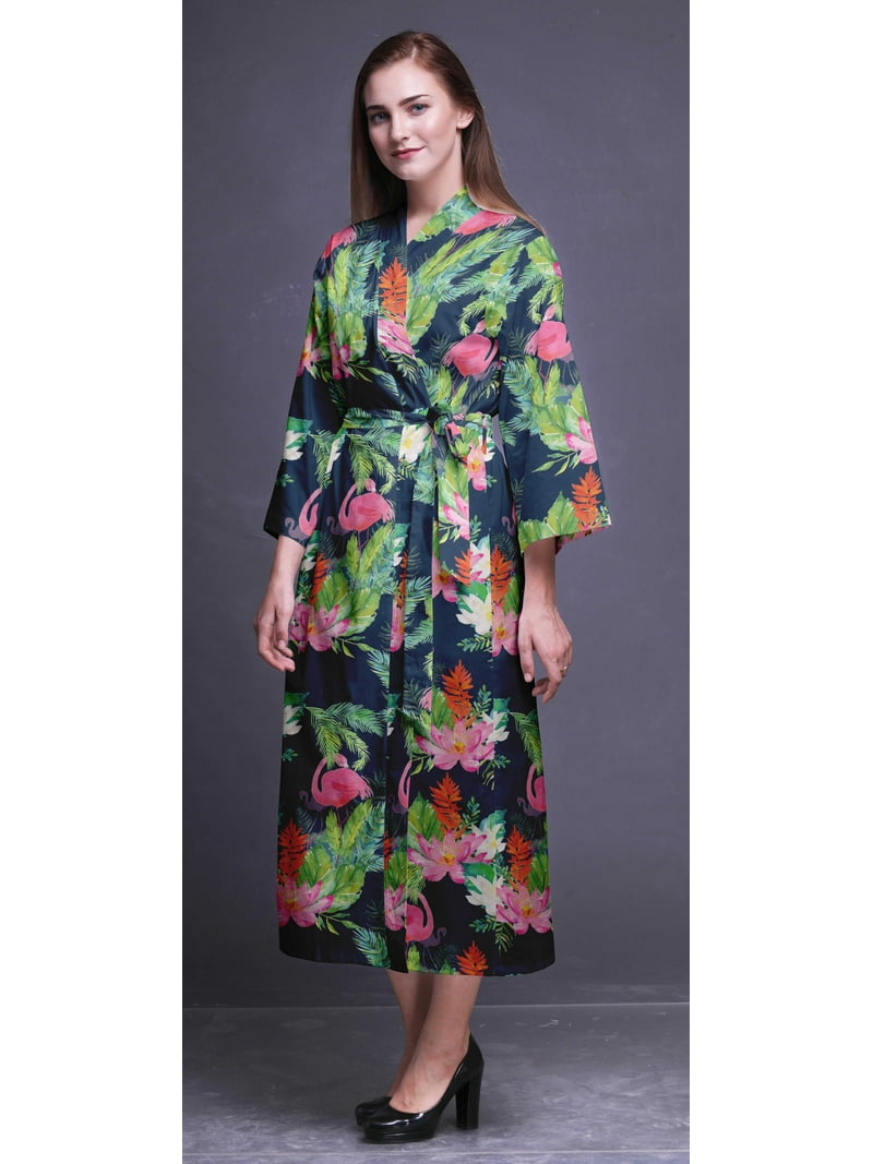 Bimba Vestaglia Lunga In Cotone Stampata Per Donna - Morbida Veste Da Sposa, Damigella O Regalo - Leggera E Lavabile, Taglie XS-3XL