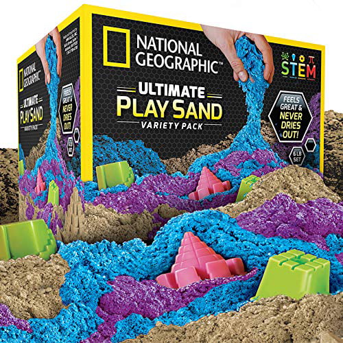 National Geographic Play Kinetic Sand NonToxic 2Lbs Castle Molds Tray Purple 