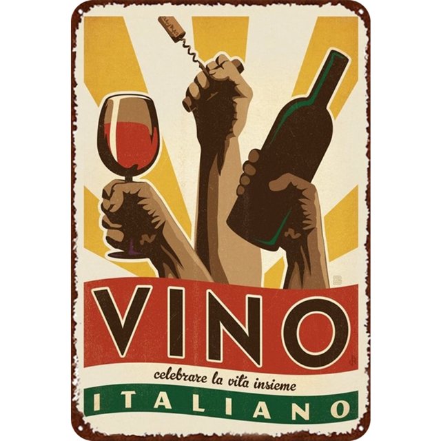 Chapa Vino Metal Pintura Hierro Rectangular Pared Artesanía Casera Artística 20x30cm