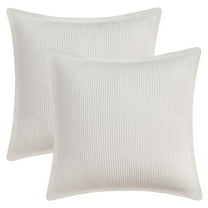 REGALWOVEN Striped Corduroy Decorative Throw Pillow Covers Pack of 2 Soft Cushion Pillow Cases for Couch Bed Sofa Home Decor White 18" x 18"