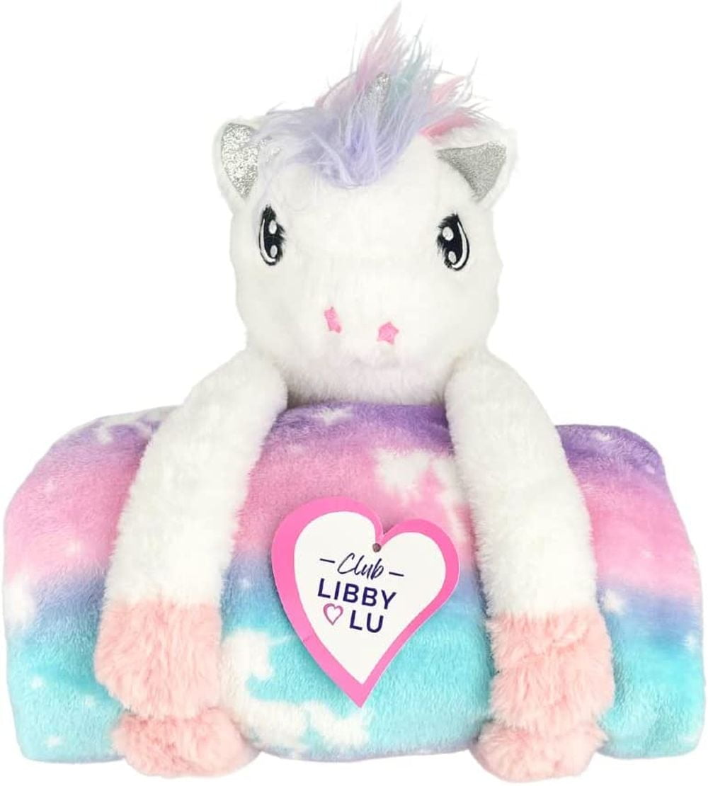 Club LIBBY LU Girls Unicorn Cuddly Throw Blanket and Unicorn Plush Toy