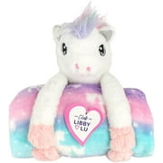 Club LIBBY LU Girls Unicorn Cuddly Throw Blanket and Unicorn Plush Toy Gift Set