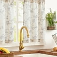 thumbnail image 2 of Floral Kitchen Curtains 24 Inch Linen Tier Curtains Farmhouse Cafe Half Window Drapes Over Sink Light Filtering for Living Room Laundry RV Rod Pocket 2 Panels Grey on Beige, 2 of 7