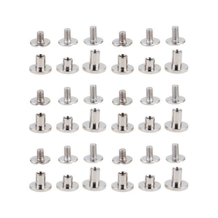 

OUNONA 30 Pcs Copper Flat Head Screws Stud Flat Fastener Belt Harness Nail Rivets Leather Notebook Craft DIY (Silver 5mm 6.5mm 8mm Style)