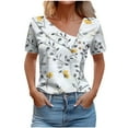 thumbnail image 1 of Camisetas de Manga Corta para Mujeres Casual, Camiseta con Botón Impreso a Damas para Diario, Espectáculo Y Fiesta, 1 of 5