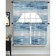 thumbnail image 3 of Vintage Blue Kitchen Curtains Swag Valance and Tier Curtains Set 24 Inch Length, Retro Blue Ombre Modern Abstract Art Rod Pocket Drape Panels Pair Swag Curtains for Bathroom/Cafe/Window, 3 of 6