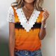 thumbnail image 2 of Tops de Manga Corta Cuello en V para las Mujeres Plegar Impreso Botón Abajo Blusa de Verano Casual, Tops de Verano de las Mujeres Cuello en V con Mangas Cortas, 2 of 5