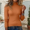 thumbnail image 6 of Telankuip Thin Cozy Sweaters for Women Turtleneck Long Sleeve Slim Fit Pullovers Sweater Comfortable Soft Solid Color Ribbing Knit Fall Winter Base Layer Tops Orange XL, 6 of 8