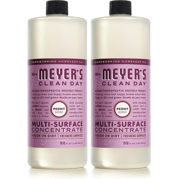 Mrs. Meyer's Multi-Surface Cleaner Concentrate, Use to Clean Floors, Tile, Counters, Peony, 32 fl. oz - Pack of 2