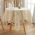 thumbnail image 3 of Beige Tablecloth Crochet Tablecloths Lace Handmade Doily Cotton Table Doilies for Wedding Praty, 3 of 6