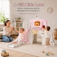thumbnail image 6 of DKMOCO 9-in-1 Toddler Slide, Climber Slide PlaySet with Basketball Hoop, Ring Toss, Telescope , Indoor Outdoor Playset Playground, Pink, 6 of 8