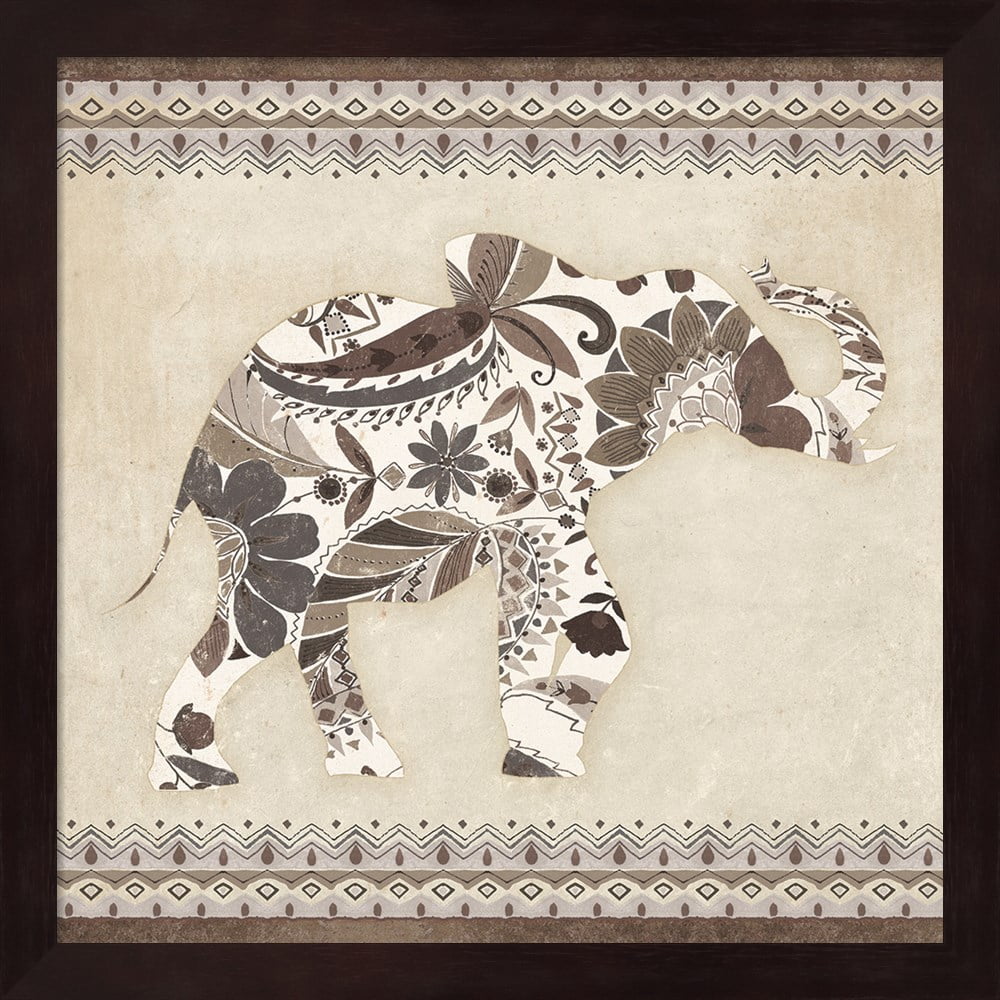 Boho Elephant I Neutral by Wild Apple Portfolio, Framed Wall Art, 13
