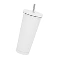 thumbnail image 3 of Taza de café de 750 ml, taza de viaje aislada de acero inoxidable con tapa y pajita, para bebidas frías y calientes, para viajes, casa, camping, oficina, color blanco, 3 of 12