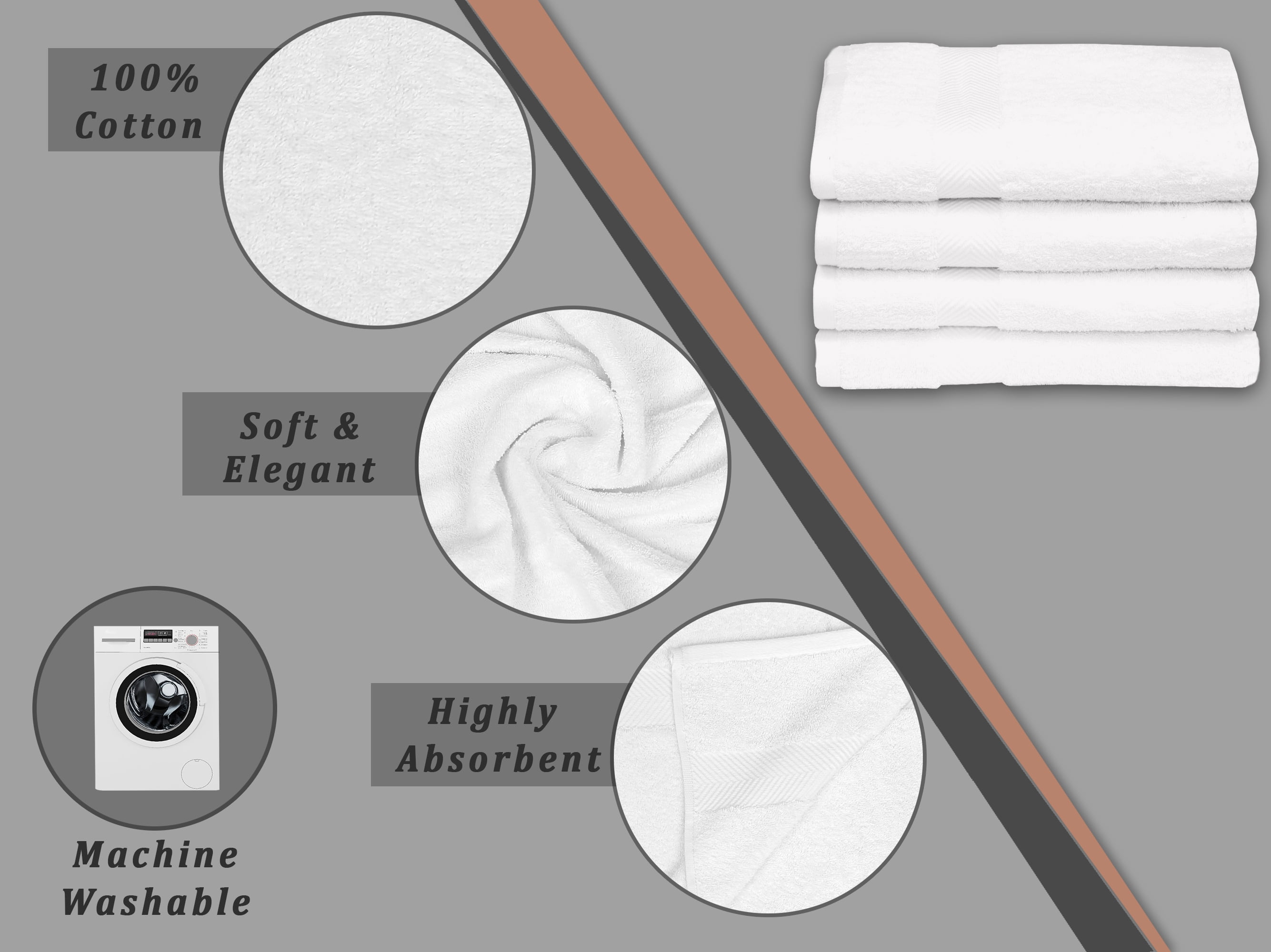 Ruvanti Premium White Bath Towel Set, 8 Pack 100% Cotton, Which  Include 2 Bath 27x54, 2 Hand 16x28, 4 Face 13x13. Extra Soft, Quick Dry, Lightweight, Luxury Towels for Bathroom & Hotel.