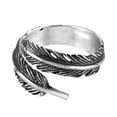 thumbnail image 3 of Spiritual Heaven & Earth Embrace Feather Wrap Sterling Silver Ring-8, 3 of 5