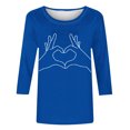thumbnail image 2 of Tops de Cuello Redondo para las Mujeres Moda Impresa 3/4 Mangas Blusa Casual Top, Estante de Imitación, 2 of 5