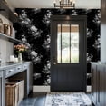 thumbnail image 3 of Gothic Peel and Stick Wallpaper Gothic Flower Skeleton Wall Art Black White Dark Aesthetic Wall Mural 17.7in x 9.8ft Self Adhesive Removable Wall Paper Renter Friendly Wallpaper for Bedroom Cabinets, 3 of 8