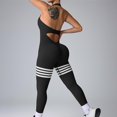 thumbnail image 2 of successthop Womens Bodysuits Casual Gym Butt Lifting Backless Shapewear Yoga Sport Trousers Stripe Athletic Bottoms S, 2 of 5
