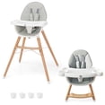 thumbnail image 1 of Costway Baby High Chair Wooden Feeding Chair with 4-Gear Tray & Removable Cushion GrAy, 1 of 9