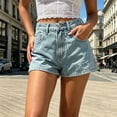 thumbnail image 4 of Atogsazn Womens Summer Denim Shorts Casual Button High Waist Wide Leg Short Jeans with Pocket Sky Blue M Fashion, 4 of 8