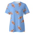 thumbnail image 4 of TSADFHJI Chandails en Molleton pour Femmes Sans Capuches Longs T-Shirt Décontracté Imprimé Cool à Manches Courtes Col Rond Bleu, 4 of 5