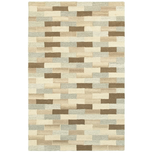 Sphinx Infused Area Rug 67006 Casual Beige Blocks Cubes ...