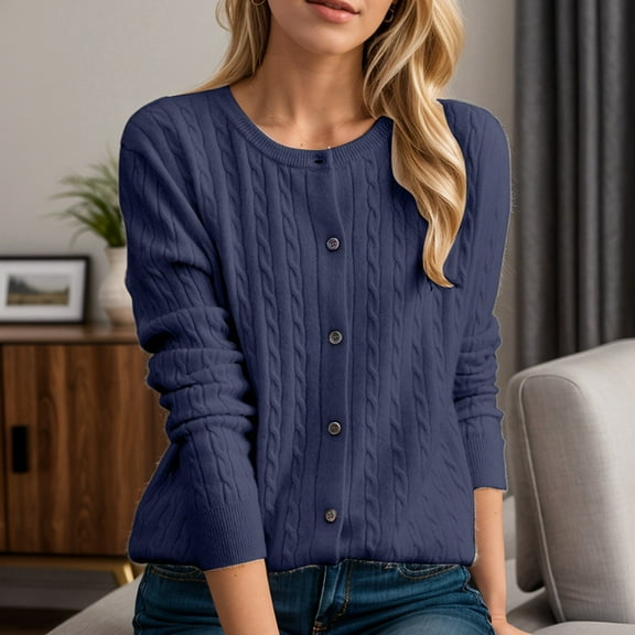 Sweater Cardigan Women Knitted Button Down Lightweight Blue Cardigan Cozy Cardigans Fall Outfits Cute Womens Tops