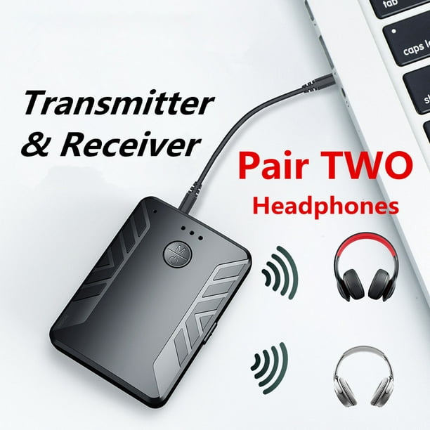Bluetooth 5.0 Audio Transmetteur Récepteur Paire avec DEUX Casques 3.5mm  AUX RCA Adaptateur Sans Fil pour TV PC Haut-Parleur De Voiture 