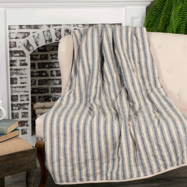 Ticking stripe throw blanket sale