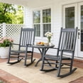 thumbnail image 4 of Ktaxon Solid Poplar Wood Rocking Chair, High Back Ergonomic Patio Rocker for Lawn Porch Garden Indoor Outdoor, Gray, 4 of 13