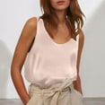 thumbnail image 2 of Tank Tops For Women Satin Sleeveless Top Round Neck Trade Color Ding Loose Vest Camisole Tops For Women, 2 of 6