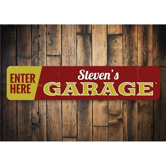 Garage Entrance Novelty Sign, Metal Wall Decor - 4x18 inches